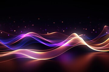 Wall Mural - abstract futuristic background with pink blue glowing neon moving high speed wave lines and bokeh li