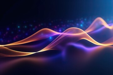 Wall Mural - abstract futuristic background with pink blue glowing neon moving high speed wave lines and bokeh li