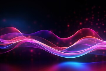 Wall Mural - abstract futuristic background with pink blue glowing neon moving high speed wave lines and bokeh li