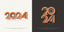 Happy New Year 2024 Design With Colorful Thin Numerals. Premium Vector Background For Banners, Posters, Calendars And More.