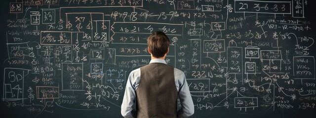Teacher writes equations on chalkboard. Generative AI