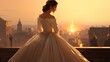 Beautiful ballerina dancer. Fairytale princess in a palace. Flowing gown of a young damsel. Royalty.