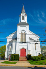 Wall Mural - Market Street Baptist Church at 37 Market Street in historic city center of Amesbury, Massachusetts MA, USA. 