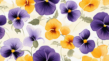 Pattern Flowers Pansies, Violets, And Nasturtiums