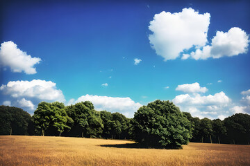 a bright sky and a green tree