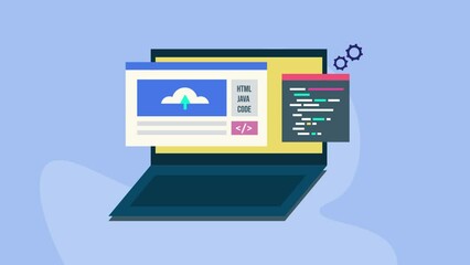 Wall Mural - coding programming interface software application ui web development cloud hosting server, website l
