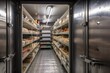 © altitudevisual - walk-in freezer, filled with block of ice and frozen foods, created with generative ai