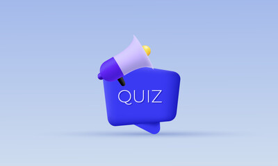 vector quiz symbol megaphone banner answer question 3d icon symbols isolated on background.3d design cartoon style. 