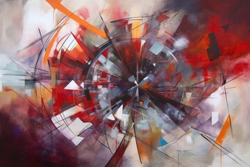 Poster - abstract painting, with deliberate use of symmetry and rotational patterns, created with generative ai