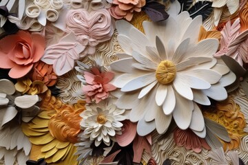 Wall Mural - close-up of intricate paper flower petals and textures, created with generative ai