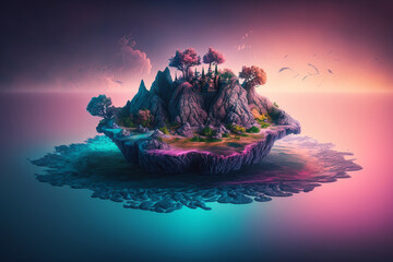 Marvelous Landing island for creative designer background. AI Generated