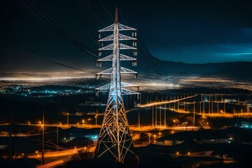 tower at night Created using generative AI tools