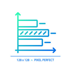 Poster - Horizontal bar chart gradient linear vector icon. Comparing products. Marketing analysis. Data analytics. Thin line color symbol. Modern style pictogram. Vector isolated outline drawing