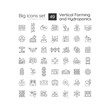 © bsd studio - 2D editable 49 big icons set representing vertical farming and hydroponics, black outline vector.