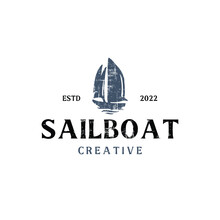 Sailboat Vintage Logo Design Vector Illustration