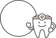 Dental cartoon character 010 (A tooth doctor smiling with circle text box)