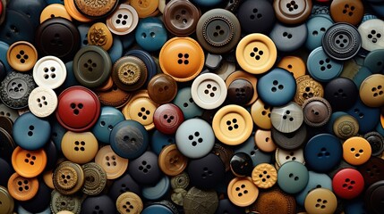 Many different buttons close-up. Created with Generative Ai technology.