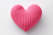Pink Knitted Heart. Generative AI.