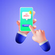 © Artur - Smartphone software download. Message about a new update of the mobile application. The concept of downloading and installing the system.