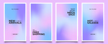 Instagram Story Templates. Beautiful Modern Art Poster Cover Design. Invitation, Greeting Card Or Post Template With Gradient. Wavy Pink Gradient Layout Wallpaper Set. Eps 10


