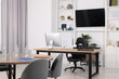 © New Africa - Stylish office with comfortable furniture and tv zone. Interior design