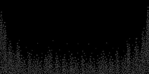 Falling numbers, big data concept. Binary white random flying digits. Wondrous futuristic banner on black background. Digital illustration.