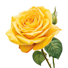 Yellow Rose On Transparent Background Remove Png Created With Generative AI, Clipping Path