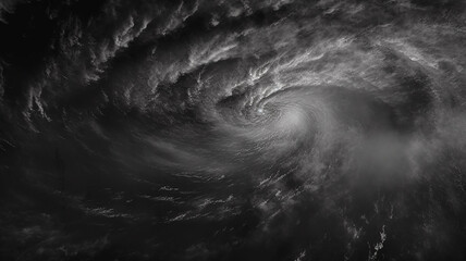 Wall Mural - black and white gloomy tornado a whirlwind in the clouds bad weather. generative ai