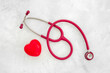 Red heart and medical stethoscope, medical and health care concept