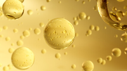 Wall Mural - abstract science background with bubbles on water. cosmetic moisturizing bubble design magic