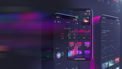 Development analysis design UI, UX, GUI mobile screens modern infographic video animation background