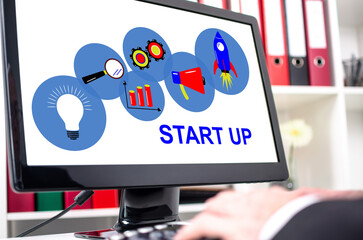 Poster - Start up concept on a computer screen