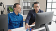 © Krakenimages.com - Two men business workers using computer working at office