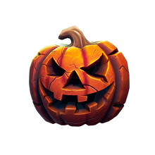 Pumpkin, Halloween Jack-o-lantern Isolated On Transparent Background. Jack-O-Lantern Game Icon.