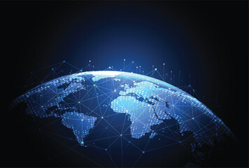 Wall Mural - global network connection. world map point and line composition concept of global business. vector i