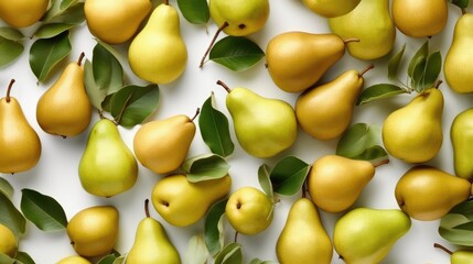 Wall Mural - pears with white background top view Created With Generative AI Technology	
