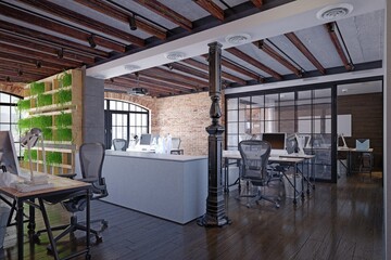 Poster - modern loft office interior