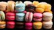 A colorful stack of macarons, a delicacy from the patisseries of Paris, created with Generative AI technology