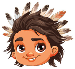 Wall Mural - male native american cartoon head