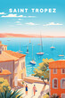 Beautiful illustration of Saint-Tropez, simple style graphic