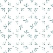 © Noosya Sho - Seamless abstract floral pattern. Blue green, white. Illustration. Botanical texture. Leaves, flowers texture. Design for textile fabrics, wrapping paper, background, wallpaper, cover.