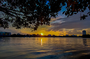 sunset on the river