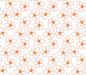 Wall Mural - Hand Drawn Doodle Style Vector Flowers Background Seamless Vector Pattern