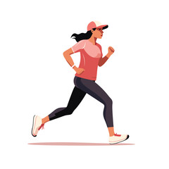 Canvas Print - Woman Jogging vector flat minimalistic isolated illustration