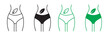 Detox icon set. fast and slow woman metabolism vector symbol in black and green color.
