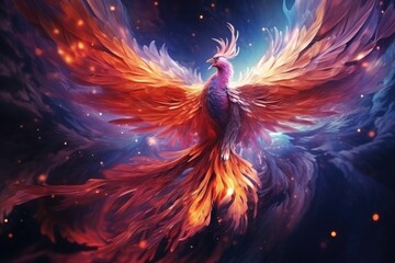 phoenix is flying burning with fire. birds. mythical creatures. generative ai