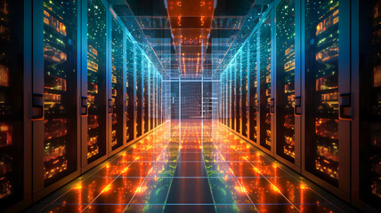 Wall Mural - Server Room Wonderland: Exploring the Enigmatic World of Servers with Generative AI