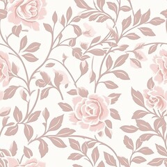 Wall Mural - Gentle Rose flower Seamless pattern texture. Happy mother day, woman’s day, girls birthday, Valentine’s day design. Gift box wrapping paper, textile, bed linen or dress print. Floral AI illustration.