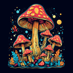 bright psychedelic mushrooms