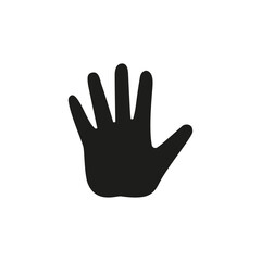 Wall Mural - One single empty open human hand palm with fingers splayed and spread wide. Vector silhouette.